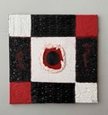 "Червено, черно и бяло" абстрактна картина с акрилни бои и смесена техника, платно с подрамка 40х40 см 