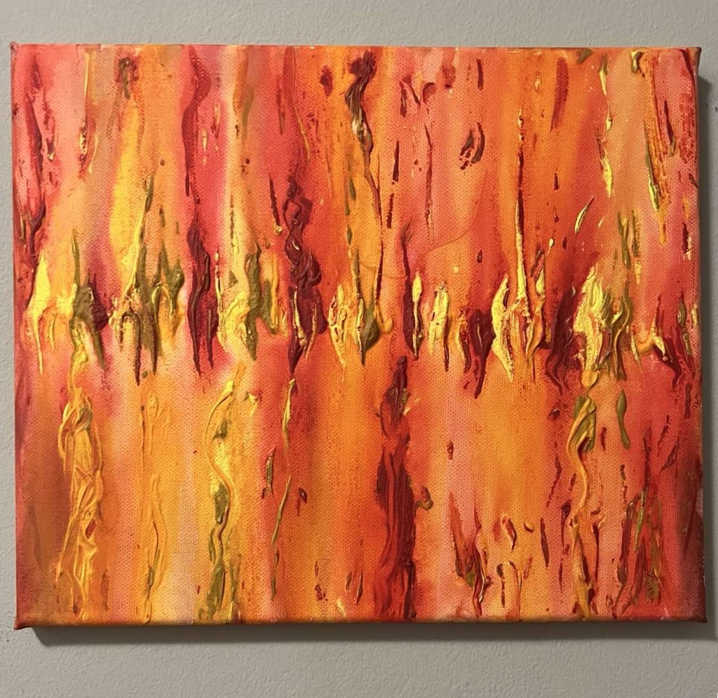 "Пожар" абстрактна картина с акрилни бои, платно с подрамка 24 x18 см (копие)