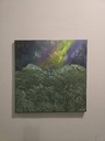 "Северно сияние" абстрактна картина с акрилни бои и смесена техника, платно с подрамка 40х40 см