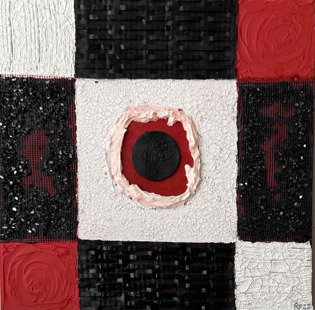 "Squares" abstract painting,  acrylic paints, and mixed media art on a framed canvas  40x40 cm