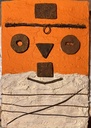 "Kuker" wall decoration, mixed media on wooden base 24x18 cm