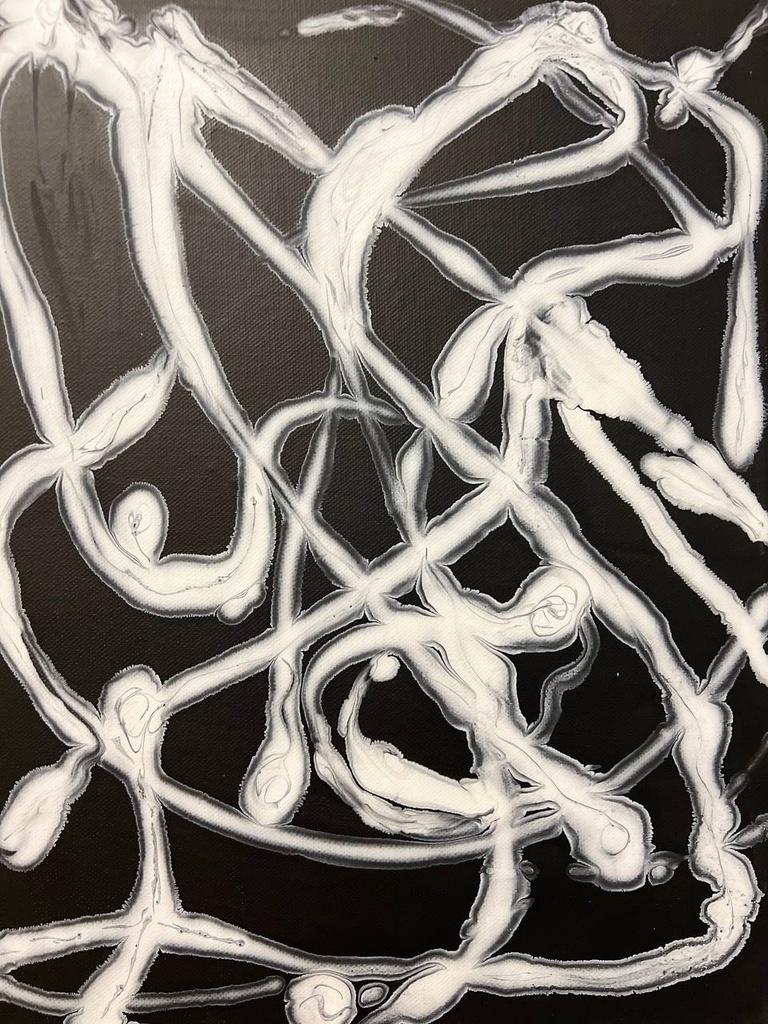 "Mess" abstract painting with acrylic paints, canvas with stretcher frame 40x30 cm