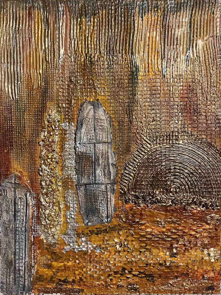 "The City That Never Sleeps" painting with acrylic paints and mixed media, canvas with subframe 40x30 cm