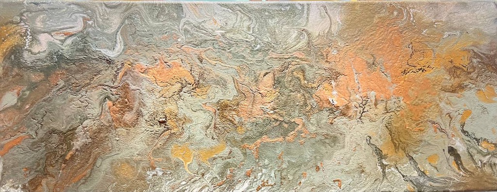 "The Earth 2" abstract art, acrylic painting on canvas with subframe 50x20 cm