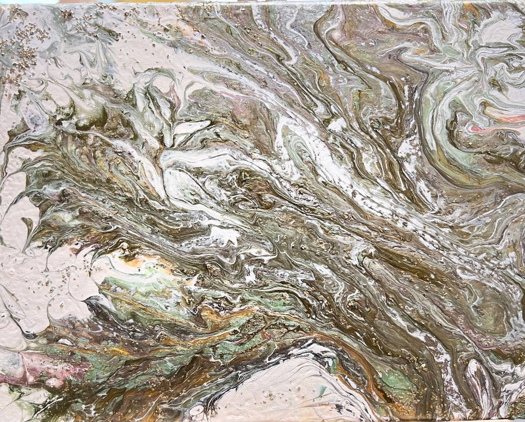 "Winter flower" abstract art, acrilyc painting on canvas with subframe 30x25 cm