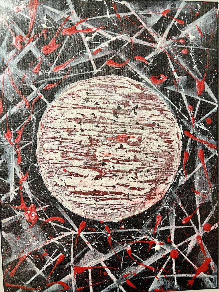 "Mars" painting with acrylic paints, canvas with subframe 40x30 cm