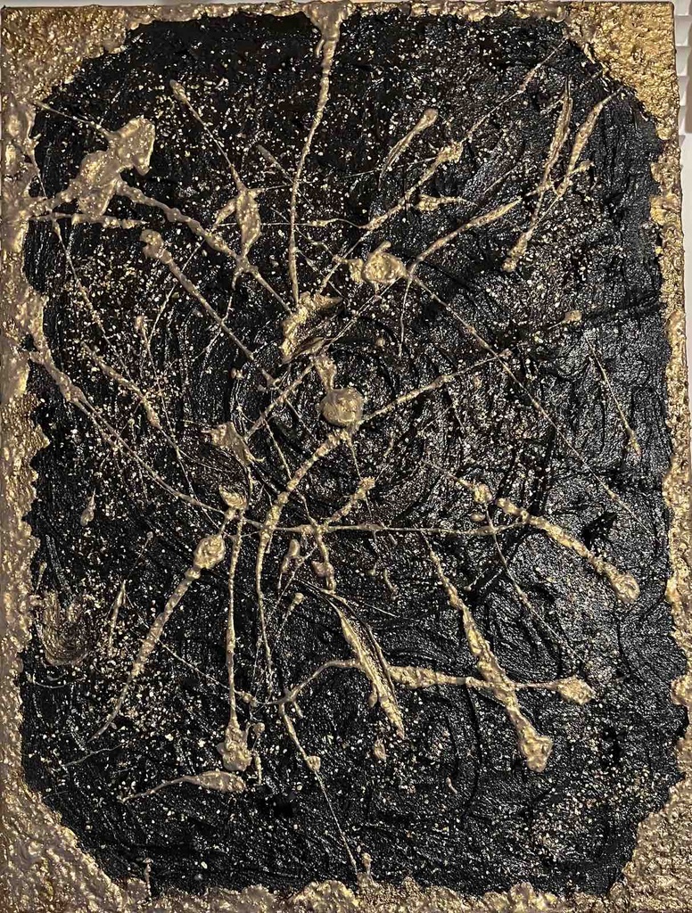 "Falling stars" abstract painting, acrilyc painting, canvas with subframe 40x30 cm