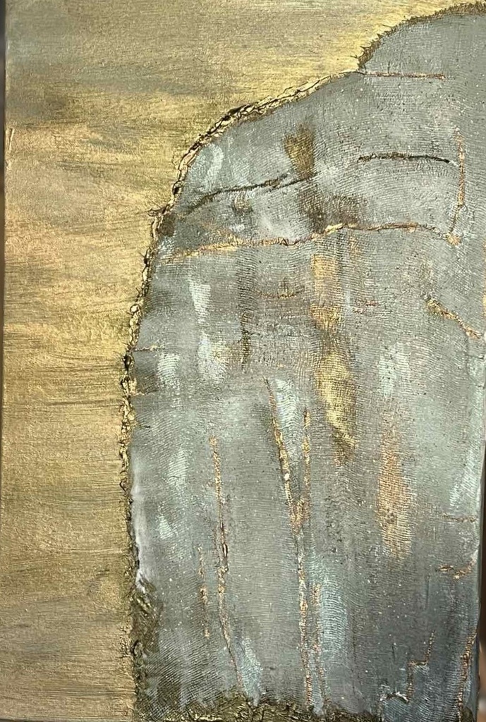 "The Big Rock" abstract painting with acrylic paints, mixed media, canvas with subframe 60x40 cm