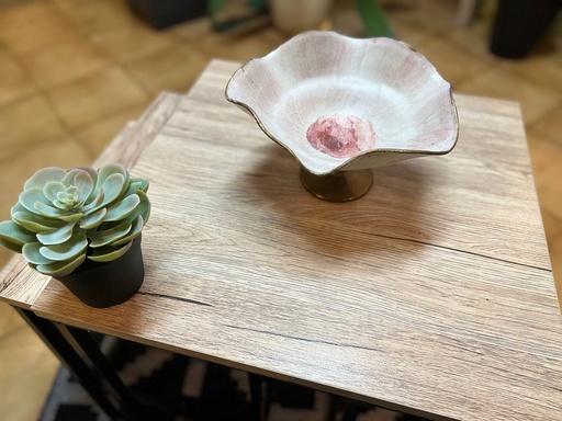 [RFA202] Decorative glass bowl Rose, hand painted with vintage effect