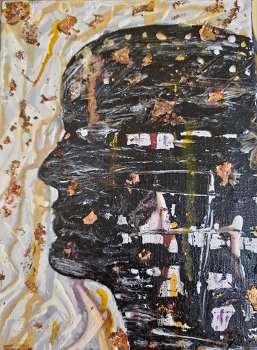 [RFA23] "AI" abstract painting with acrylic paints, canvas with subframe 24 x18 cm