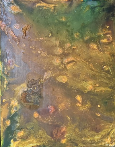 [RFA34] "Storm" abstract painting with acrylic paints, canvas with stretcher frame 23x18 cm 