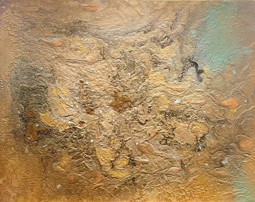 [RFA38] "The Earth" abstract painting, acrilyc painting  on canvas with subframe 30x24 cm