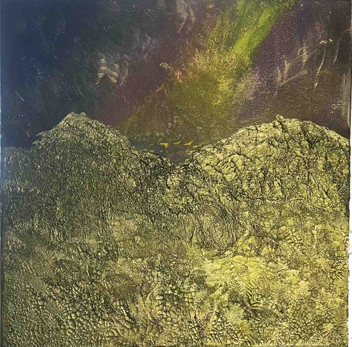 [RFA48] "Northern Lights" abstract painting with acrylic paints and mixed media, canvas with subframe 40x40 cm