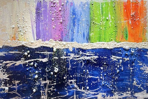 [RFA50] "Color rain" painting with acrylic paints, canvas with subframe 30 x20 cm