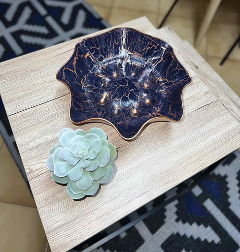 [RFA66] Decorative glass bowl, hand painted with a vintage effect