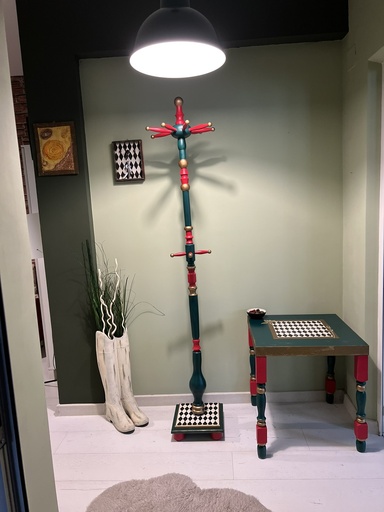 [RFA67] Hand Painted Harlequin Clothes Hanger